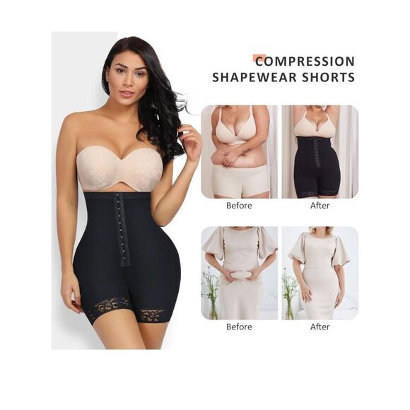 *Reposh*High-Waisted Black Shapewear Shorts size large - Picture 4 of 7